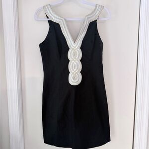 Lilly Pulitzer Valli Shift Black Dress with Gold Detailing